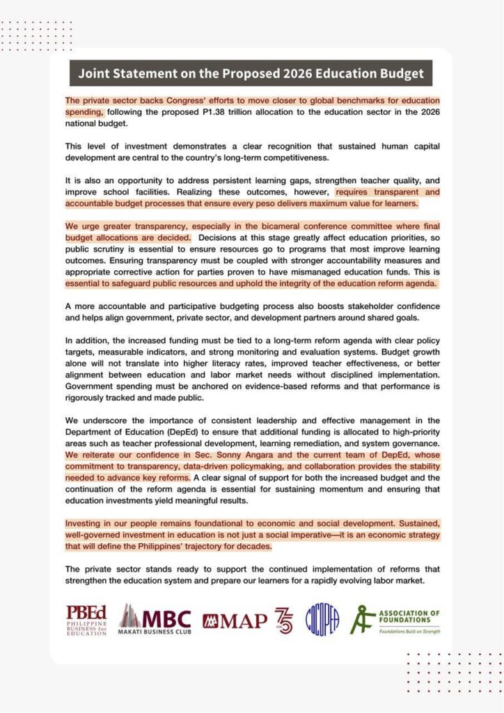 November 27, 2025 - Joint Statement on the Proposed 2026 Education ...
